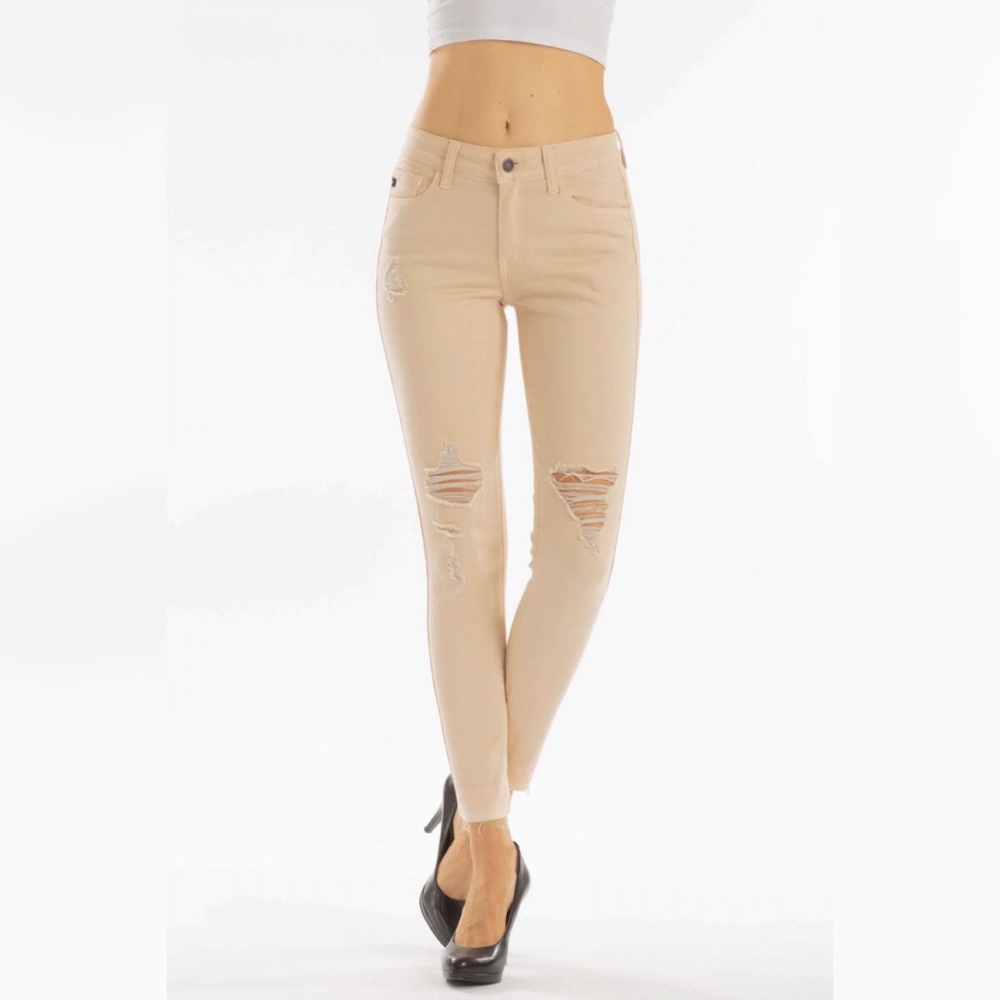 Distressed KanCan Jeans- Khaki Color